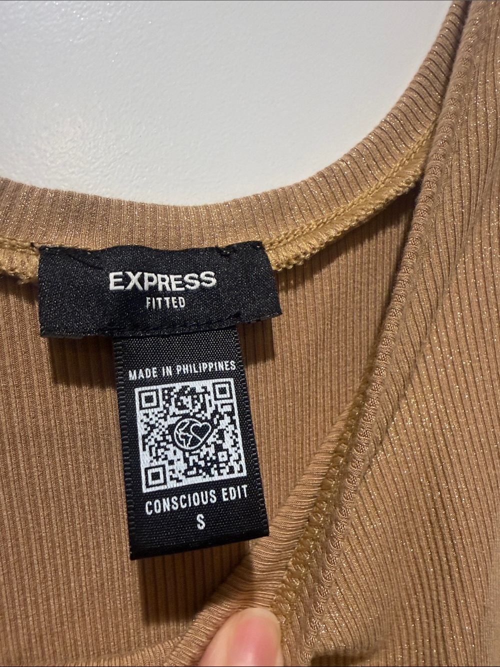 Express Classic Ribbed Tank Top - Gold - Picture 3 of 3
